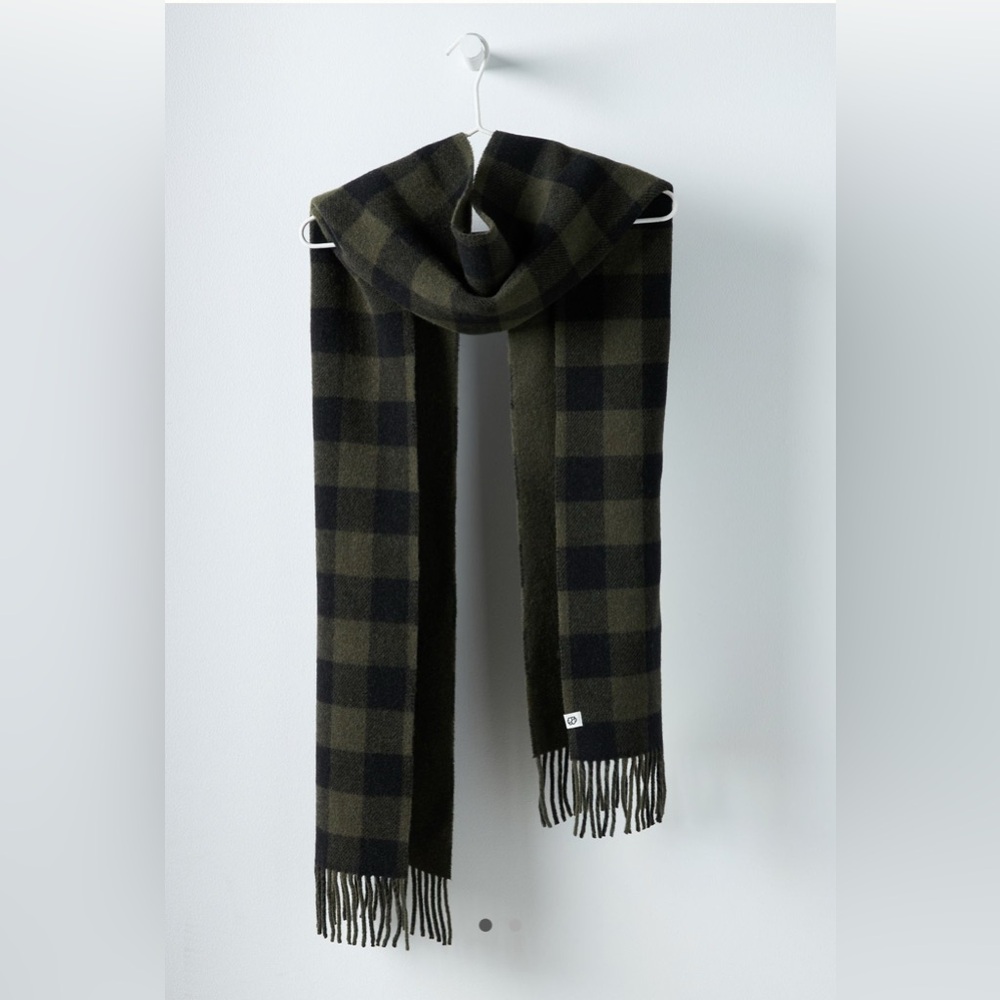 Becksöndergaard Plaid Wool Scarf - Black and Olive